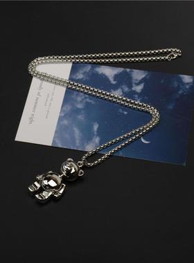 ins单层韩流嘻哈男女时尚可活动小熊项链吊坠潮流个性长款毛衣链