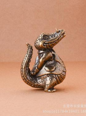 纯黄铜鳄鱼先生摆件办公室桌面装饰茶宠配件手把件工艺品厂家