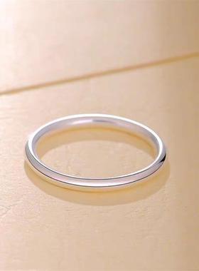 高级感戒指女ins小众设计男纯白铜指环简约细素圈光面情侣尾戒