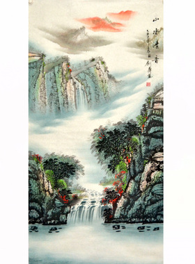 四尺国画山水字画竖幅春景手绘装饰茶楼未裱墙画客厅书房挂画墙画