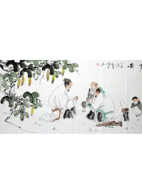 福金竹林七贤小六尺人物仿古范曾横幅国画字画书房高仕装饰纯手绘