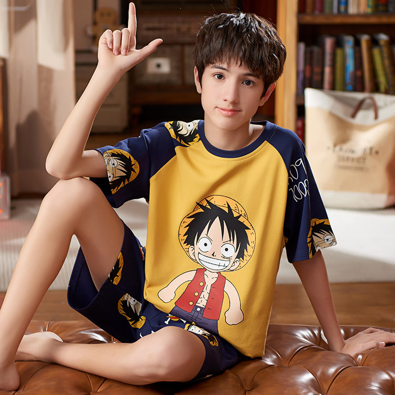 男童夏季纯棉短袖中大童12 13岁睡衣 佰媛琪睡衣/家居服套装