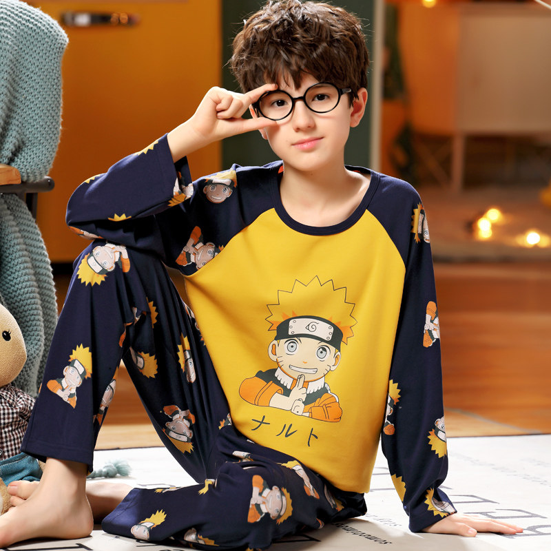 男童春秋季纯棉长袖中大童12 15睡衣 佰媛琪睡衣/家居服套装