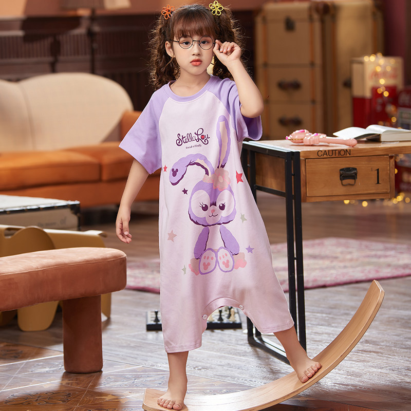 女童纯棉短袖夏天可爱连体衣16睡衣 佰媛琪睡衣/家居服套装