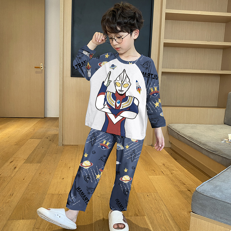男童春秋季纯棉长袖奥特曼卡通睡衣 佰媛琪睡衣/家居服套装