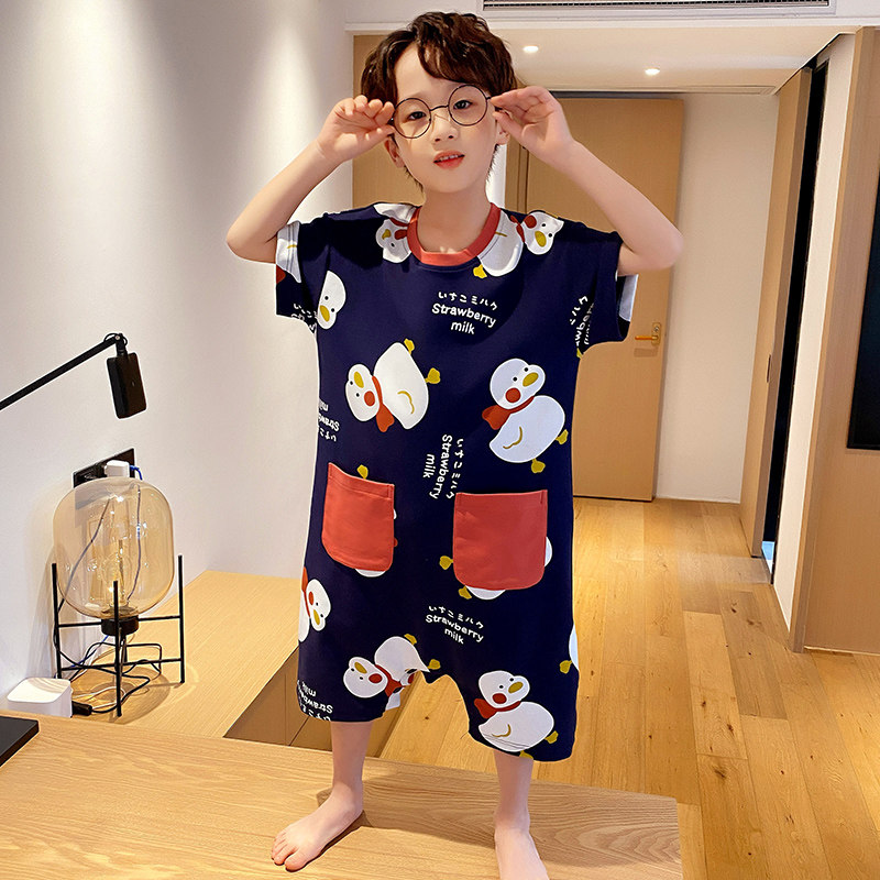 连体男童夏季纯棉短袖小男孩睡衣 佰媛琪睡衣/家居服套装