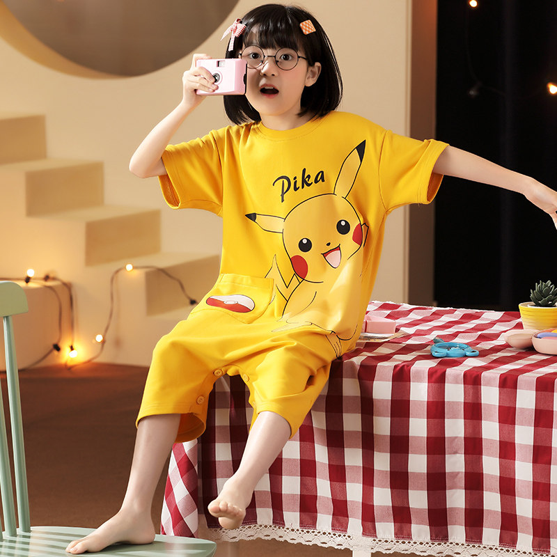 女童夏季儿童连身中大童纯棉睡衣 佰媛琪睡衣/家居服套装