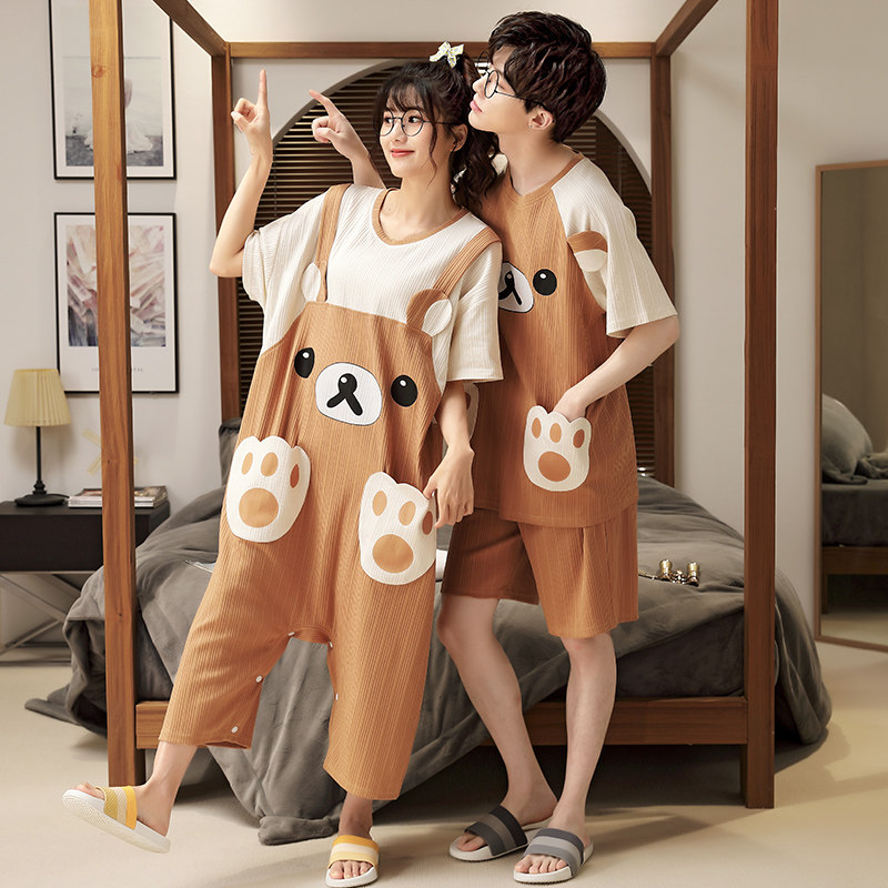 亲子夏季网红小熊母女连衣裙睡衣 佰媛琪睡衣/家居服套装