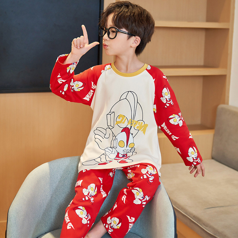 男童春秋季纯棉长袖奥特曼卡通睡衣 佰媛琪睡衣/家居服套装