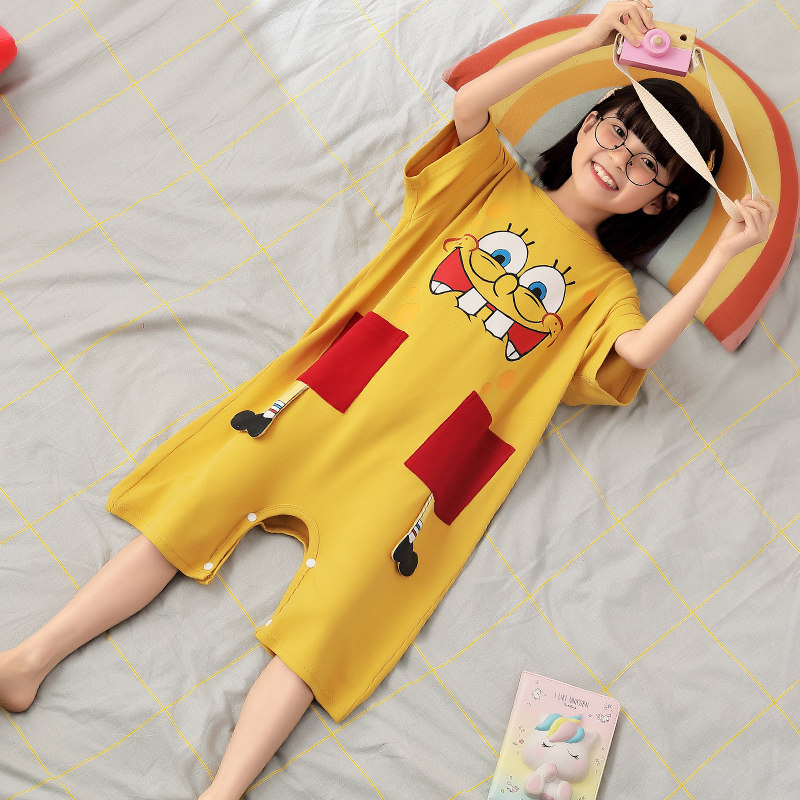 女童睡裙连体衣两穿夏季纯棉睡衣 佰媛琪睡衣/家居服套装