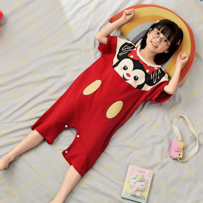 女童夏薄款短袖纯棉可爱睡裙连体衣 佰媛琪睡衣/家居服套装