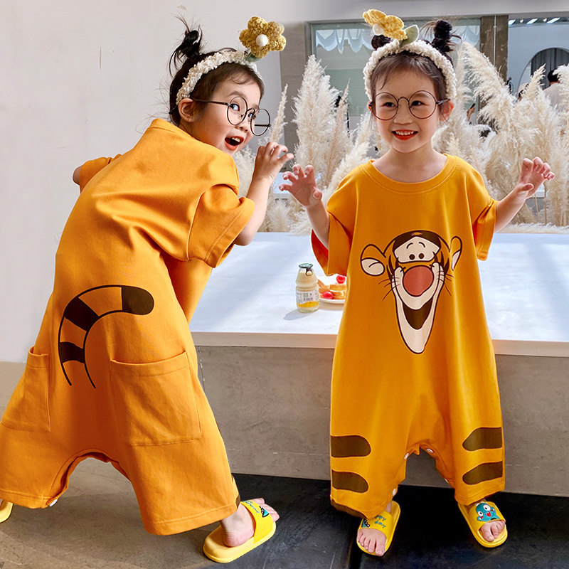 女童夏纯棉短袖薄款睡裙12岁连体衣 佰媛琪睡衣/家居服套装