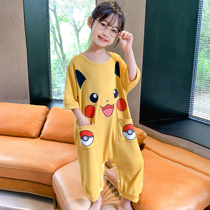 儿童薄款女童睡裙纯棉中大童连体衣 佰媛琪睡衣/家居服套装