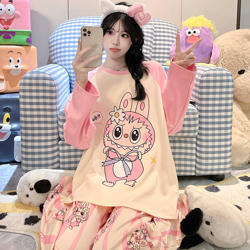 小八睡衣女纯棉长袖吉伊卡哇衣服女初中生2025超火两件套秋装女款
