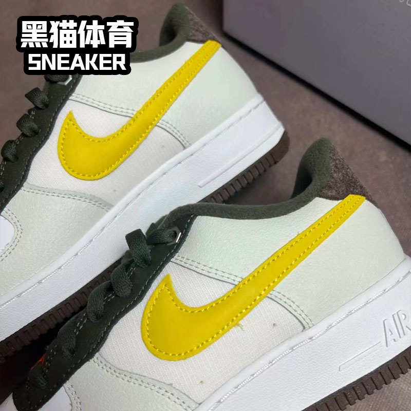 Nike Air Force 1 女子 耐克AF1 低帮 板鞋 GS 芥末黄 FV3647-171 - 图1