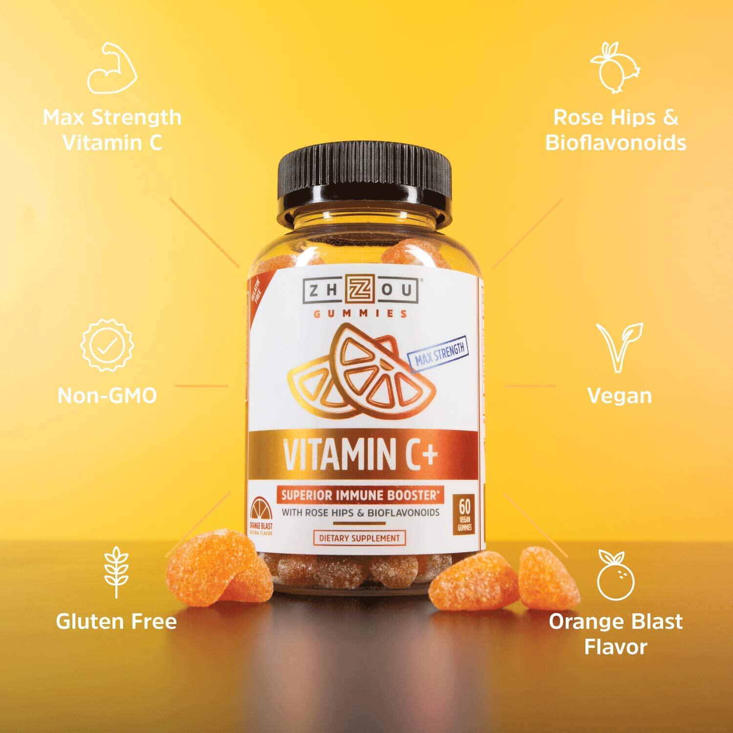 美国直邮zhou nutrition vitamin c  橘子味维生素c 素食营养补剂