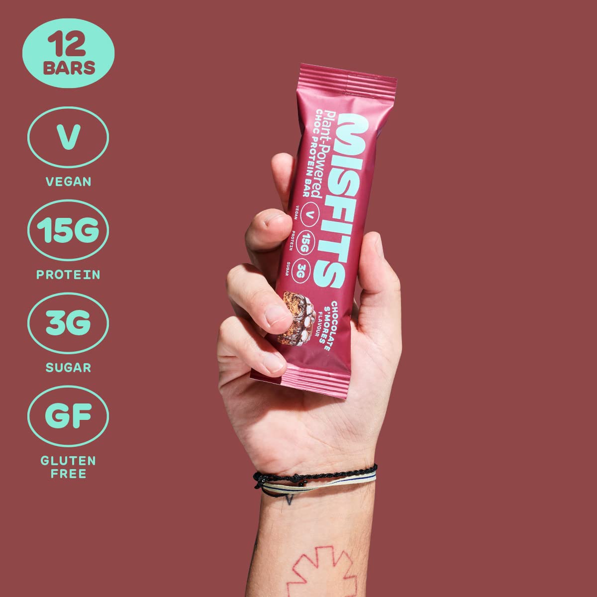 美国直邮Misfits Vegan Protein Bar 植物基素食蛋白质能量棒无麸 - 图1