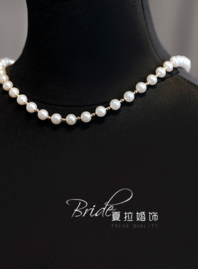 新款新娘珍珠项链美背链婚纱饰品礼服配饰时尚百搭可调颈链简约