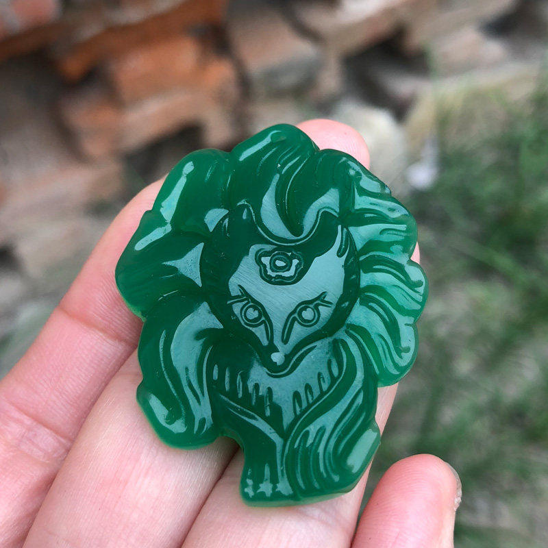 天然绿玛瑙高冰狐狸吊坠 男女款玉髓桃花随身佩戴小狐挂件,淘宝优惠券,粉丝福利购,淘宝优惠卷