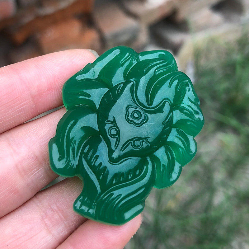 天然绿玛瑙高冰狐狸吊坠 男女款玉髓桃花随身佩戴小狐挂件,淘宝优惠券,粉丝福利购,淘宝优惠卷