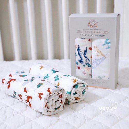 nest宝宝纱布浴巾 竹棉纱布大方巾2条装 120*120cm - 图0