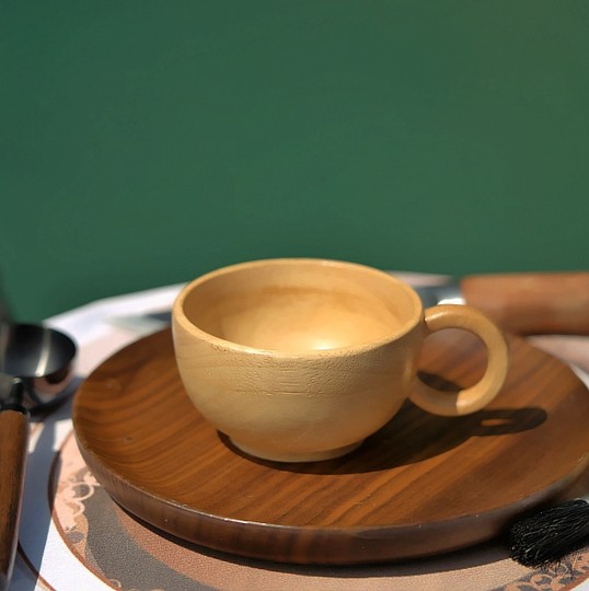Tasse à café japonaise rétro en chêne fait main