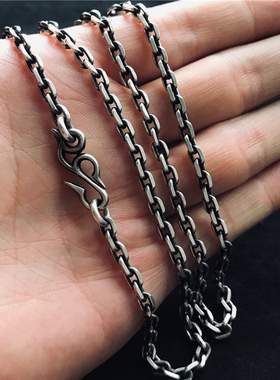 千银厚果字母4m太角项链925男女