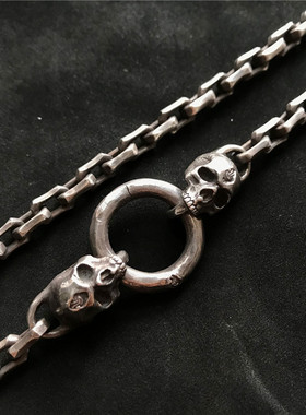 6mm骷髅套头无缝焊接925银项链
