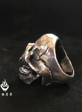 原创重金属骷髅925银订做戒指