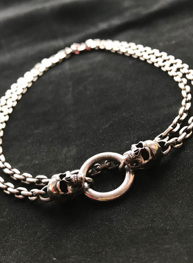 千银厚果骷髅套头项链925男女