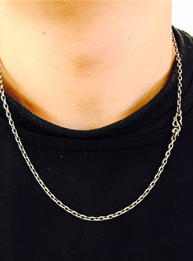 千银厚果锁骨33毫米项链925男女