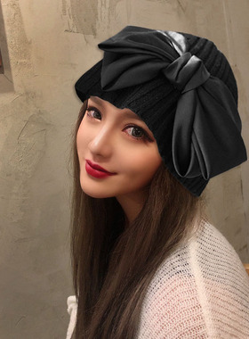 缎面蝴蝶结甜美毛线显脸小渔夫帽
