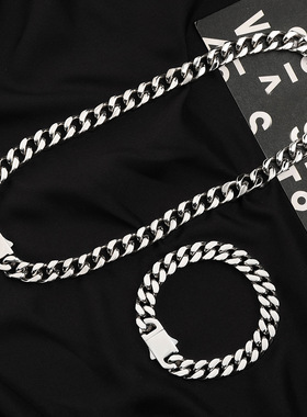 项链钛钢古巴链男士锁骨链