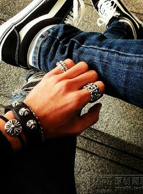 钛钢欧美复古朋克风饰品男士戒指