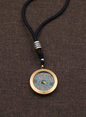 仿古朱砂山鬼花钱八福吉祥吊坠男女随身挂件摆件高级感手工编织