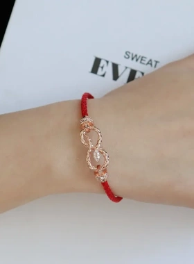 复古百搭新年红色编织红绳手链时尚轻奢精致气质高级感本命年手绳