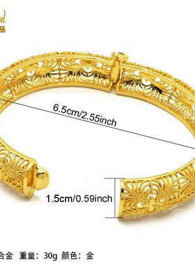 手镯女真沙款首饰龙凤轻薄道具金项链订婚结婚假三金五金新娘