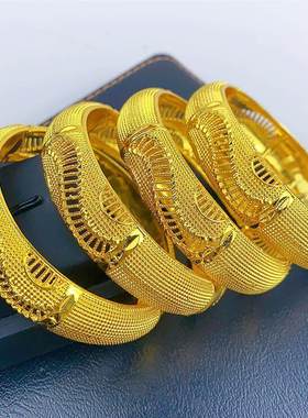 假三金首饰时尚24k镀金合金手镯越南沙金手镯不掉色手环结婚镯子