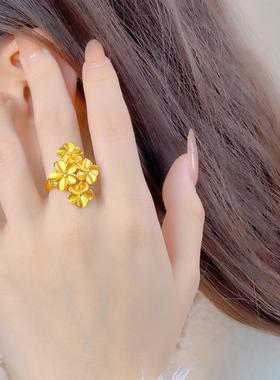 珠宝繁花似锦镀金色开口戒指活口可调节结婚真三金饰品