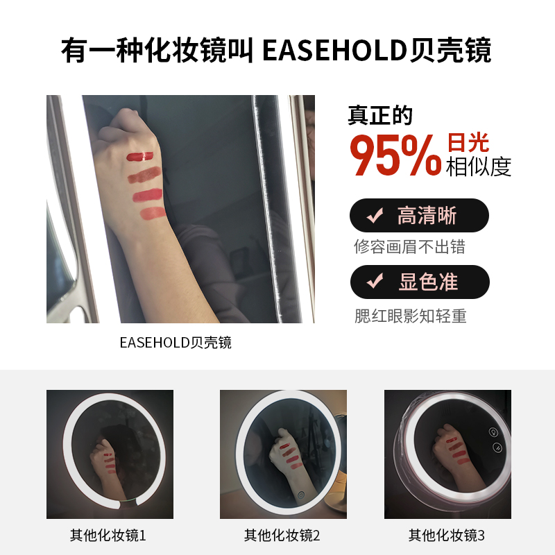 easehold化妆镜智能补光礼盒生日礼物实用高级感送女生LED美妆镜 - 图3