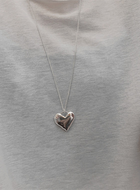 韩系简约银色水滴爱心吊坠项链女长款百搭ins风时尚高级感卫衣链