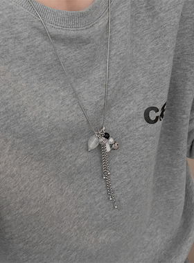 冷淡风爱心水滴项链女小众独特设计感时尚气质抽拉式长款毛衣链