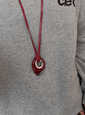 欧美几何夸张简约水滴吊坠项链女气质百搭可调节长款卫衣链