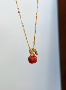 新中式红色滴油苹果项链精致独特气质颈链百搭秋冬高级感毛衣链