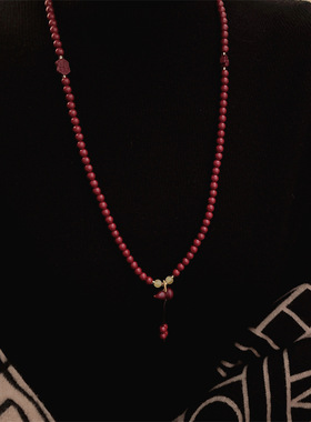 多层串珠酒红色福字葫芦项链小众设计两戴式复古中国风简约手串