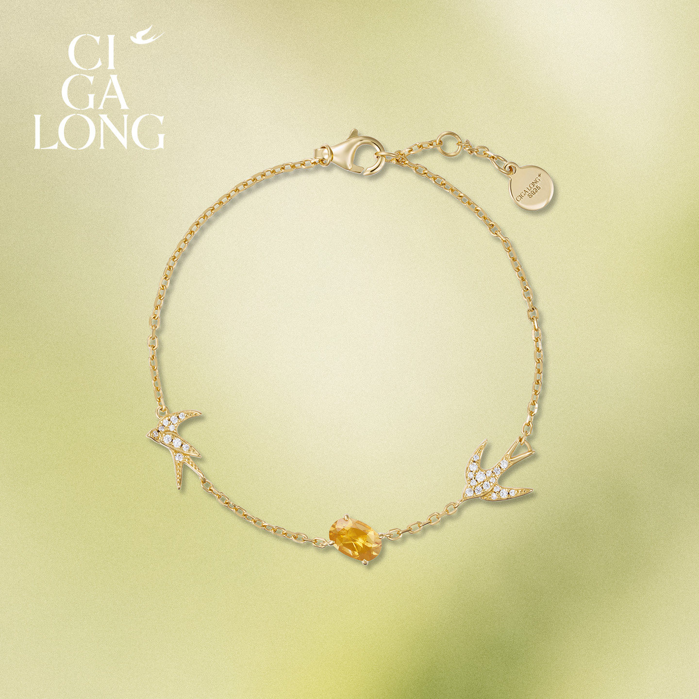 New product purchase coupons CIGALONG Long Zijia Shuangfeiyan Topaz Necklace Citrine Ring Jewelry