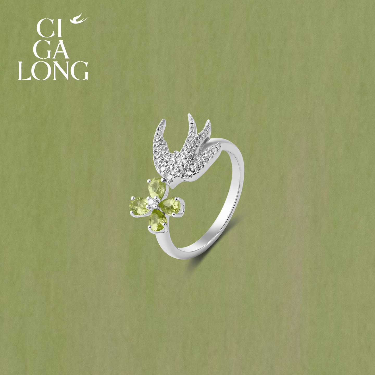 New product purchase coupons CIGALONG Long Zijia Xiaofeiyan peridot necklace earrings ring Chinese jewelry