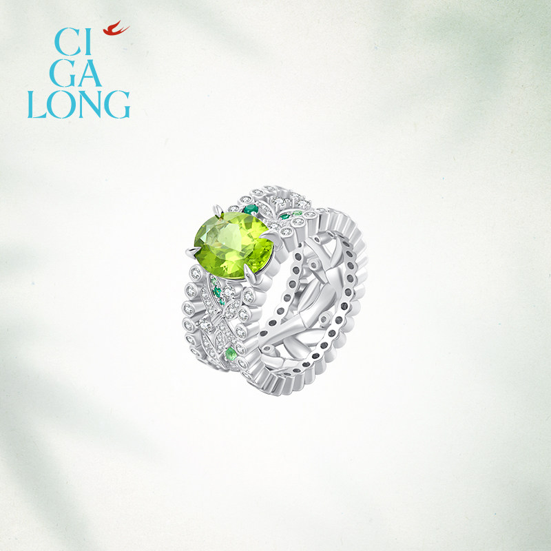 CIGALONG Daiyu Bamboo Peridot Ring