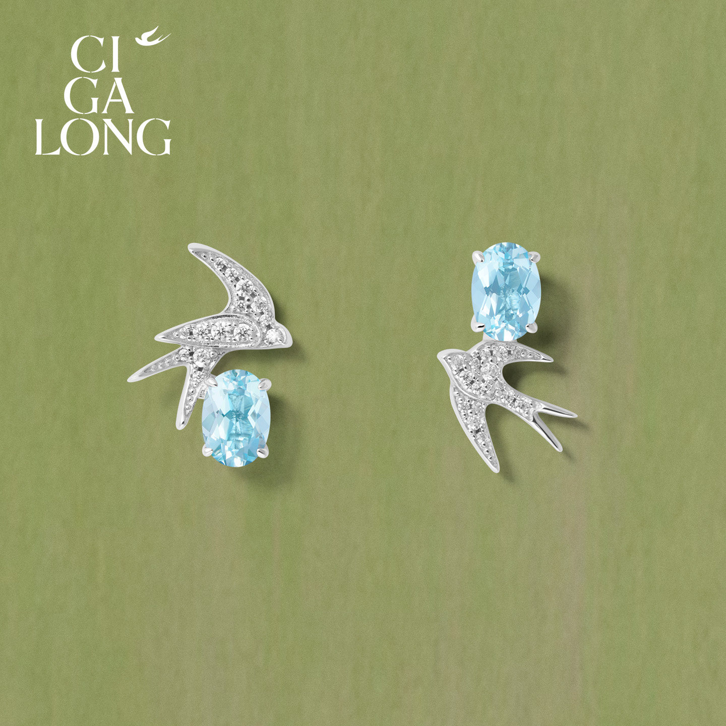 New product purchase coupons CIGALONG Long Zijia Shuangfeiyan Topaz Necklace Citrine Ring Jewelry
