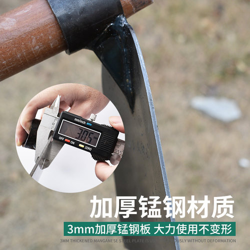 锄头除草农具全钢锻打挖土种菜开垦家用小型两用便携加厚木柄把锄 - 图3